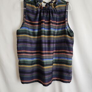 LOFT Multicolor Tieback Sleeveless Blouse